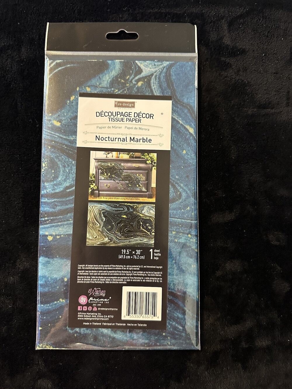 New Re-Design With Prima NOCTURNAL MARBLE Decoupage Decor Tissue Paper 19”x30”